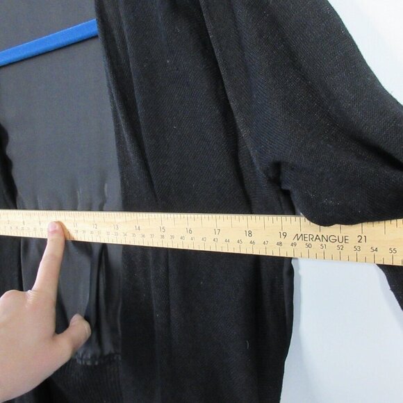 Club Monaco Drape Open Front Cardigan Sweater Women S Black Rayon Silk LS 272 - Picture 8 of 10